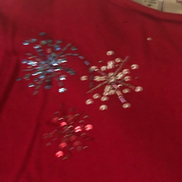 Quacker Factory 4 of July Red Women 100% Cotton Sequins embroidered 3/4 sleeve M - Picture 4 of 8